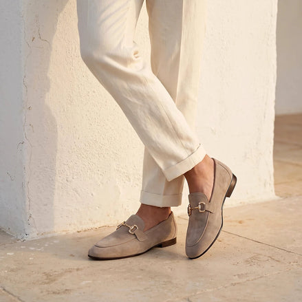 Men's Horsebit Loafers Beige Slip-On Shoes Sizes 5–9.5 – Valedrian