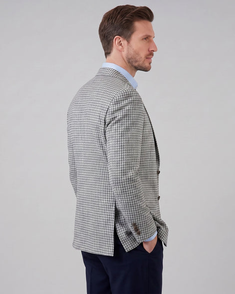 Men's Houndstooth Blazer Jacket Lightweight Blend Black Pink XS–3XL - Valedrian — view 2