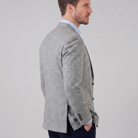 Men's Houndstooth Blazer Jacket Lightweight Blend Black Pink XS–3XL - Valedrian — view 2
