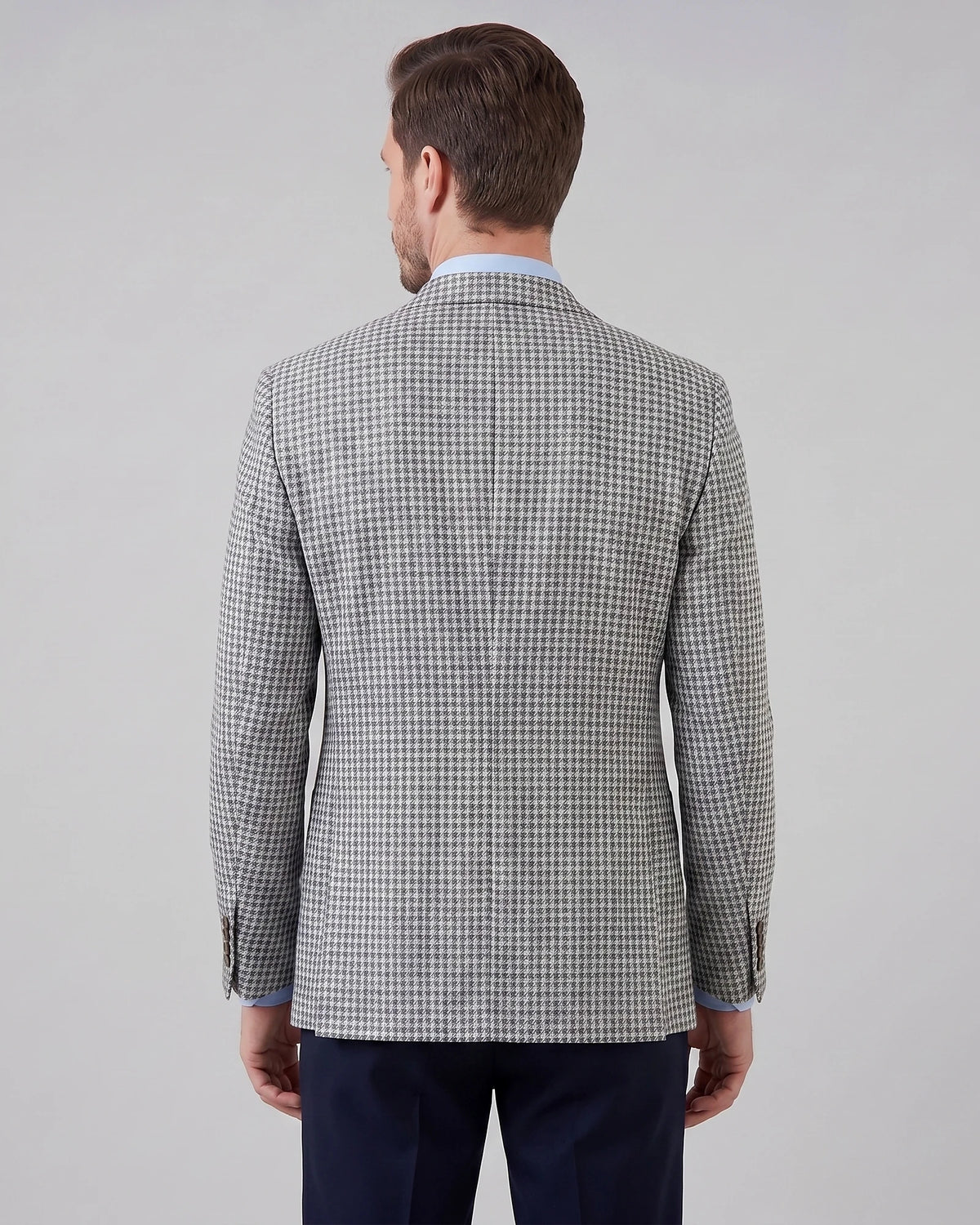 Men's Houndstooth Blazer Jacket Lightweight Blend Black Pink XS–3XL - Valedrian — view 3