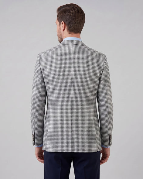 Men's Houndstooth Blazer Jacket Lightweight Blend Black Pink XS–3XL - Valedrian — view 3