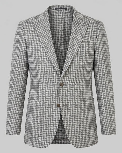 Men's Houndstooth Blazer Jacket Lightweight Blend Black Pink XS–3XL - Valedrian — view 5