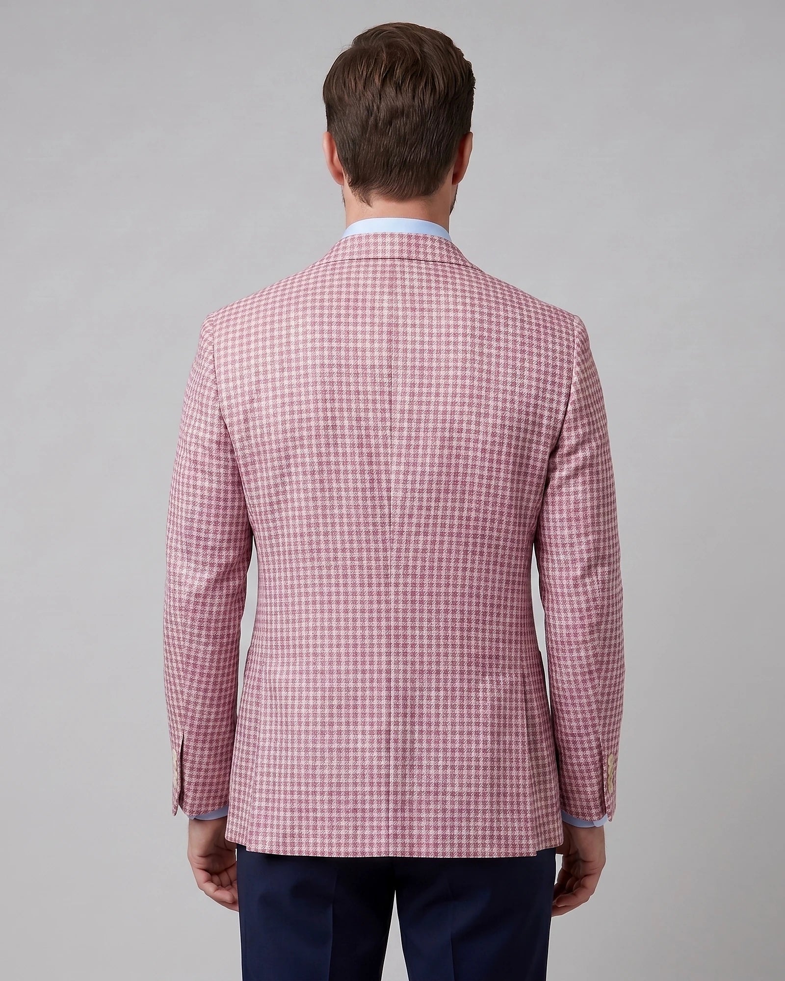 Men's Houndstooth Blazer Jacket Lightweight Blend Black Pink XS–3XL - Valedrian — view 8