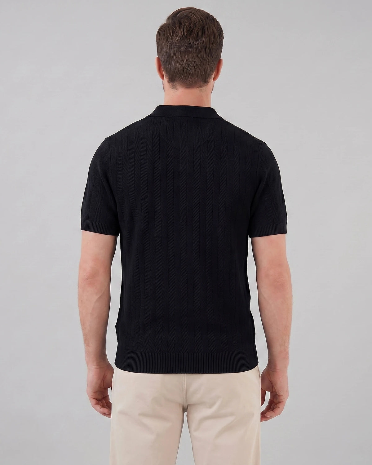 Men's Knit Button Shirt Viscose Blend Black Brown S–XXL - Valedrian — view 3