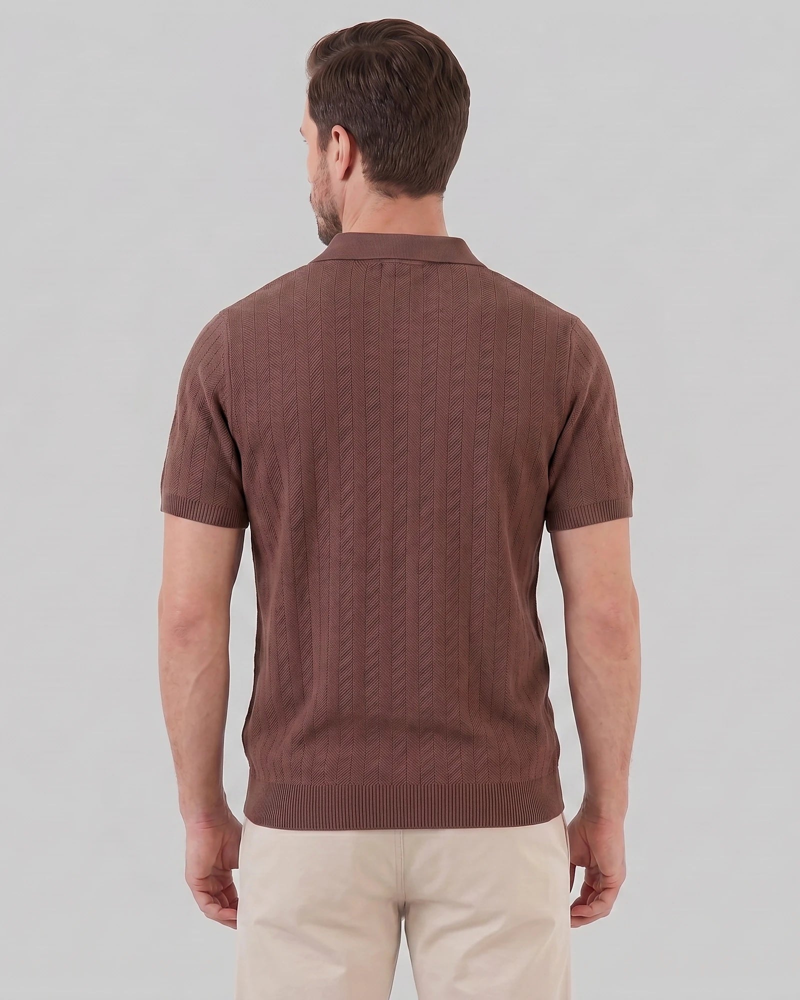 Men's Knit Button Shirt Viscose Blend Black Brown S–XXL - Valedrian — view 8