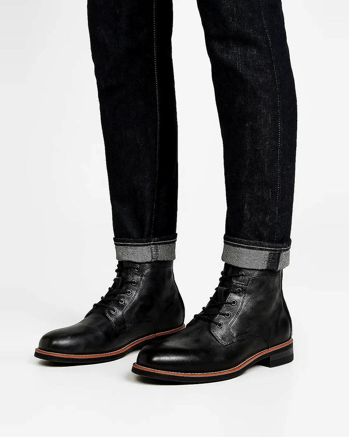 Men’s Lace-Up Ankle Boots | Leather Look | Durable Sole