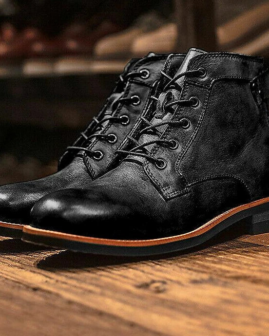 Men’s Lace-Up Ankle Boots | Leather Look | Durable Sole — view 2
