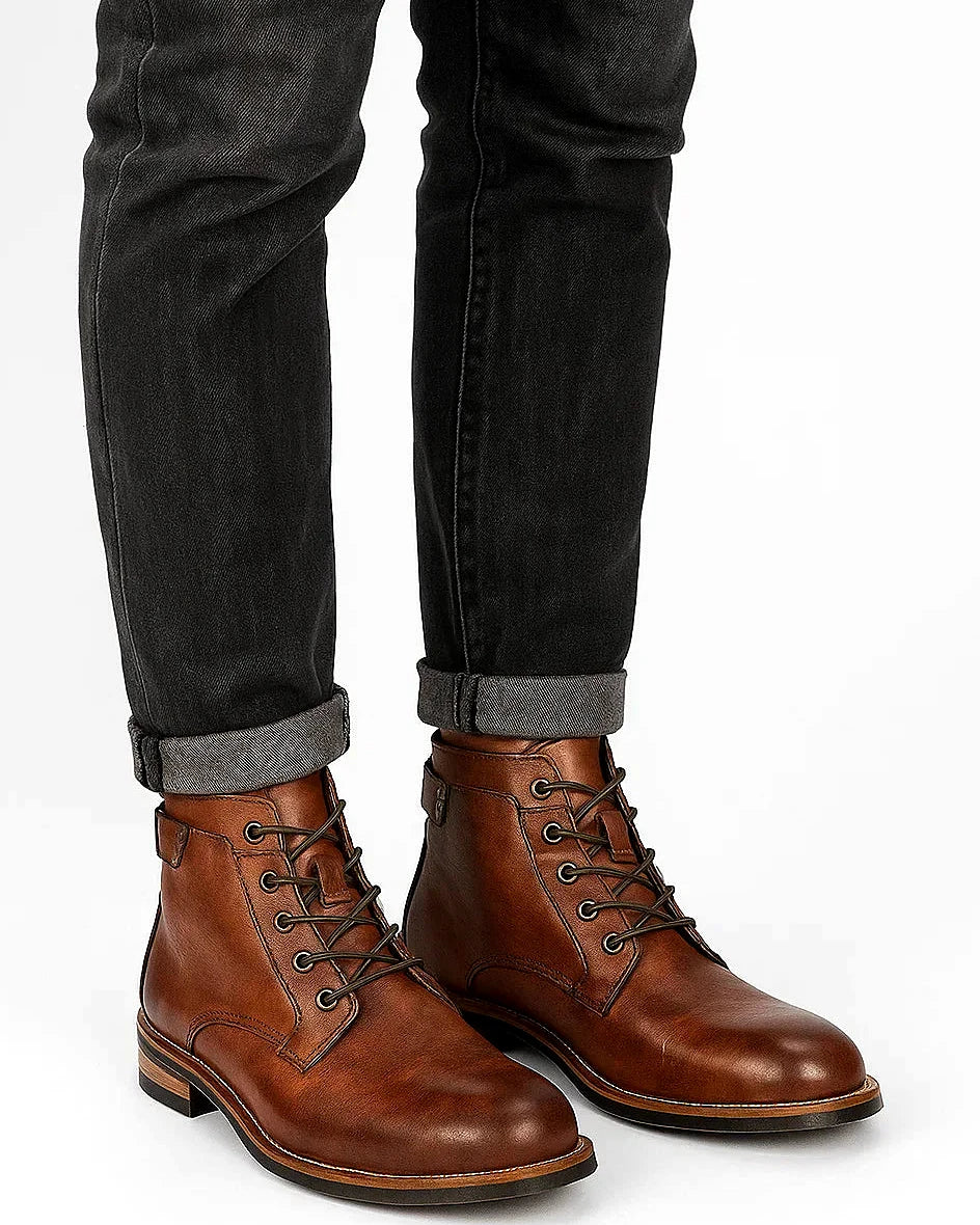 Men’s Lace-Up Ankle Boots | Leather Look | Durable Sole — view 4