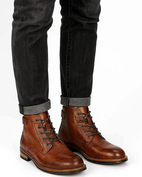 Men’s Lace-Up Ankle Boots | Leather Look | Durable Sole — view 4