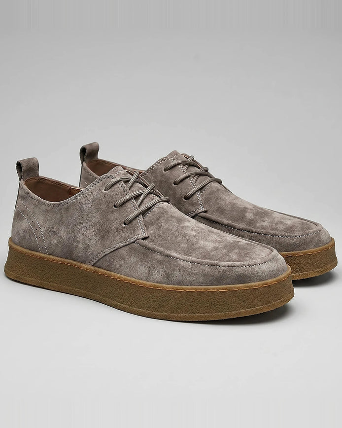 Men's Lace-Up Casual Shoes Grey Non-Slip Sole - Valedrian