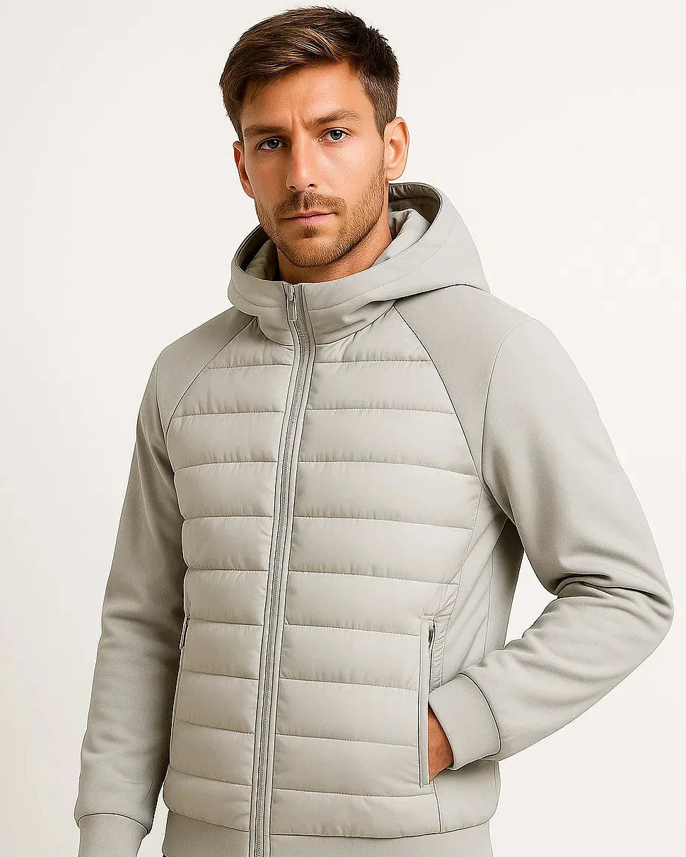 Men's Lightweight Down Hoodie | Quilted Spliced Design | Autumn-Winter — view 6