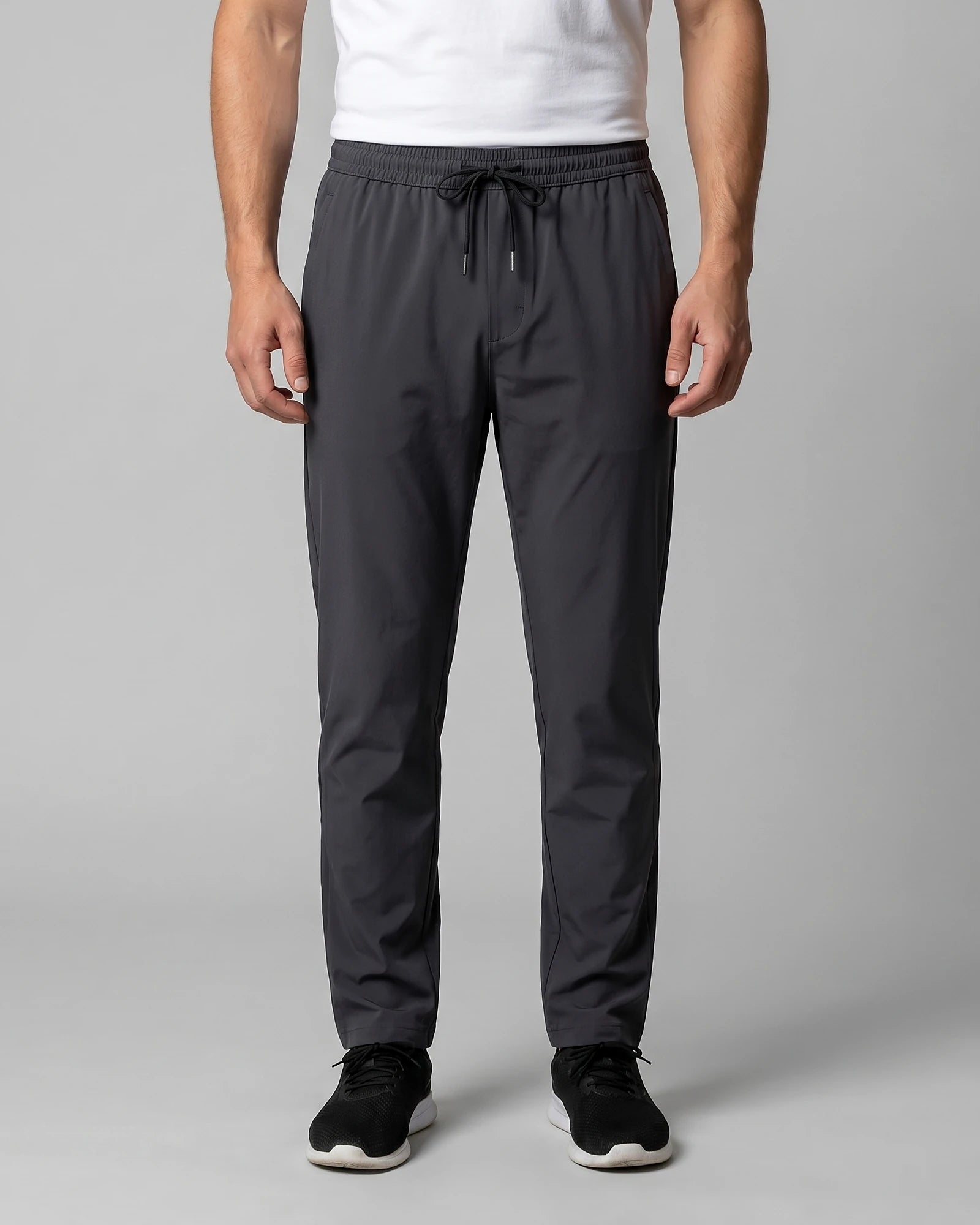 Men's Lightweight Nylon Drawstring Trousers Black & Gray Sizes M–4XL – Valedrian — view 6