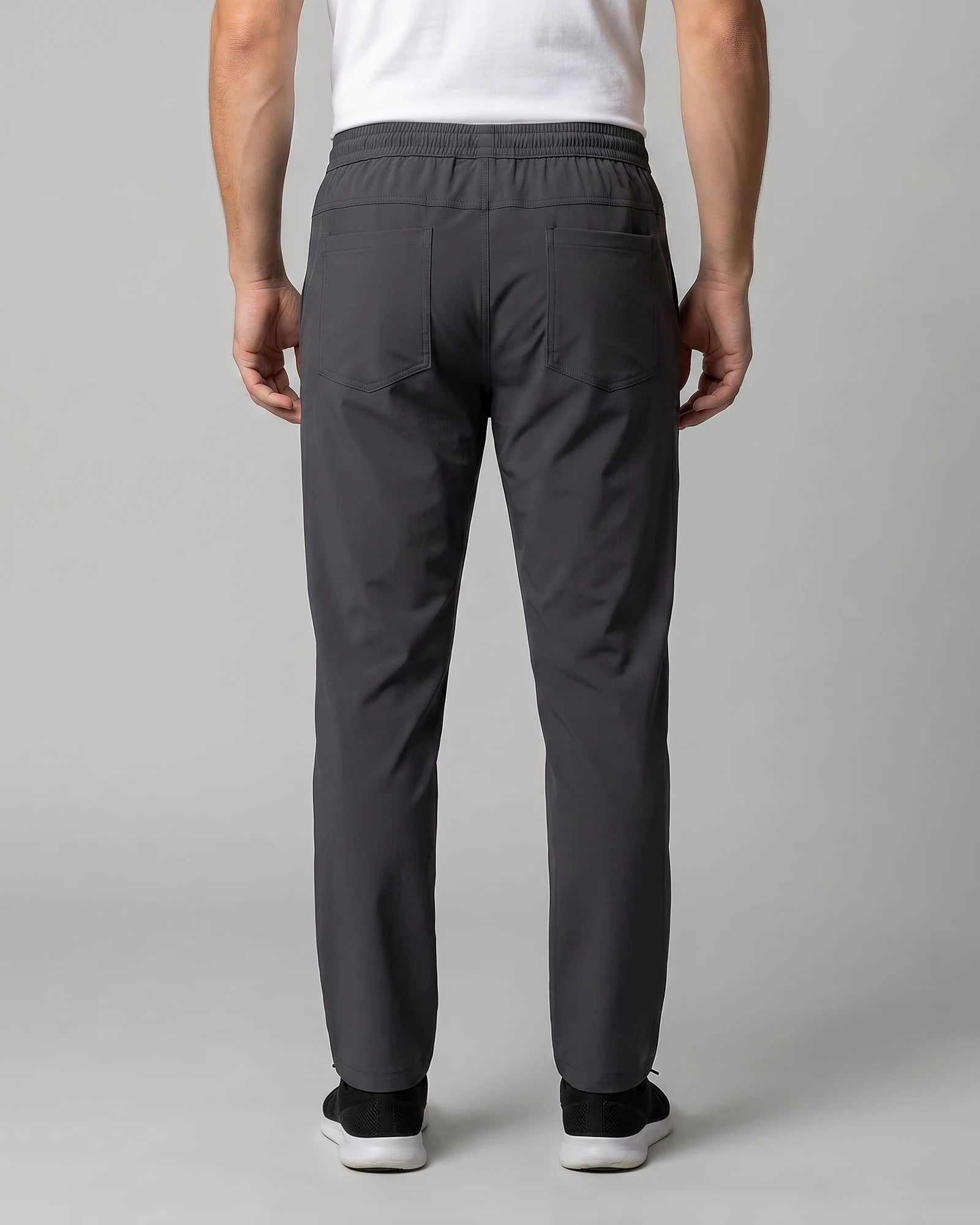 Men's Lightweight Nylon Drawstring Trousers Black & Gray Sizes M–4XL – Valedrian — view 8