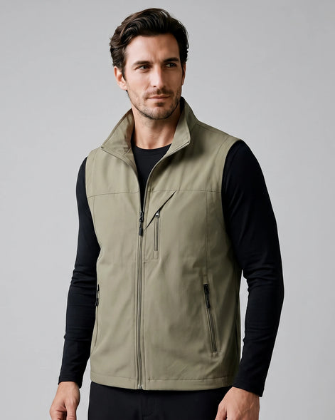 Men's Lightweight Utility Gilet – Polyester Shell, Army Green | Valedrian — view 16