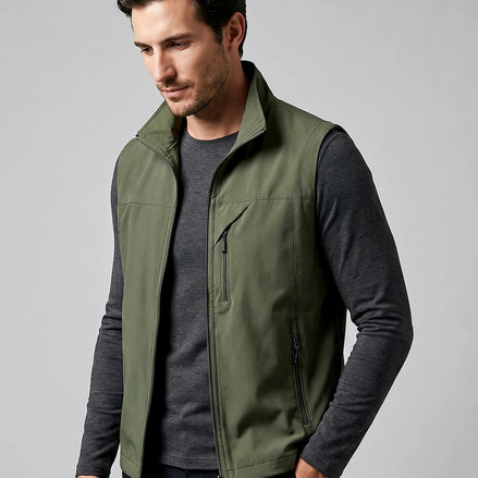 Men's Lightweight Utility Gilet – Polyester Shell, Army Green | Valedrian