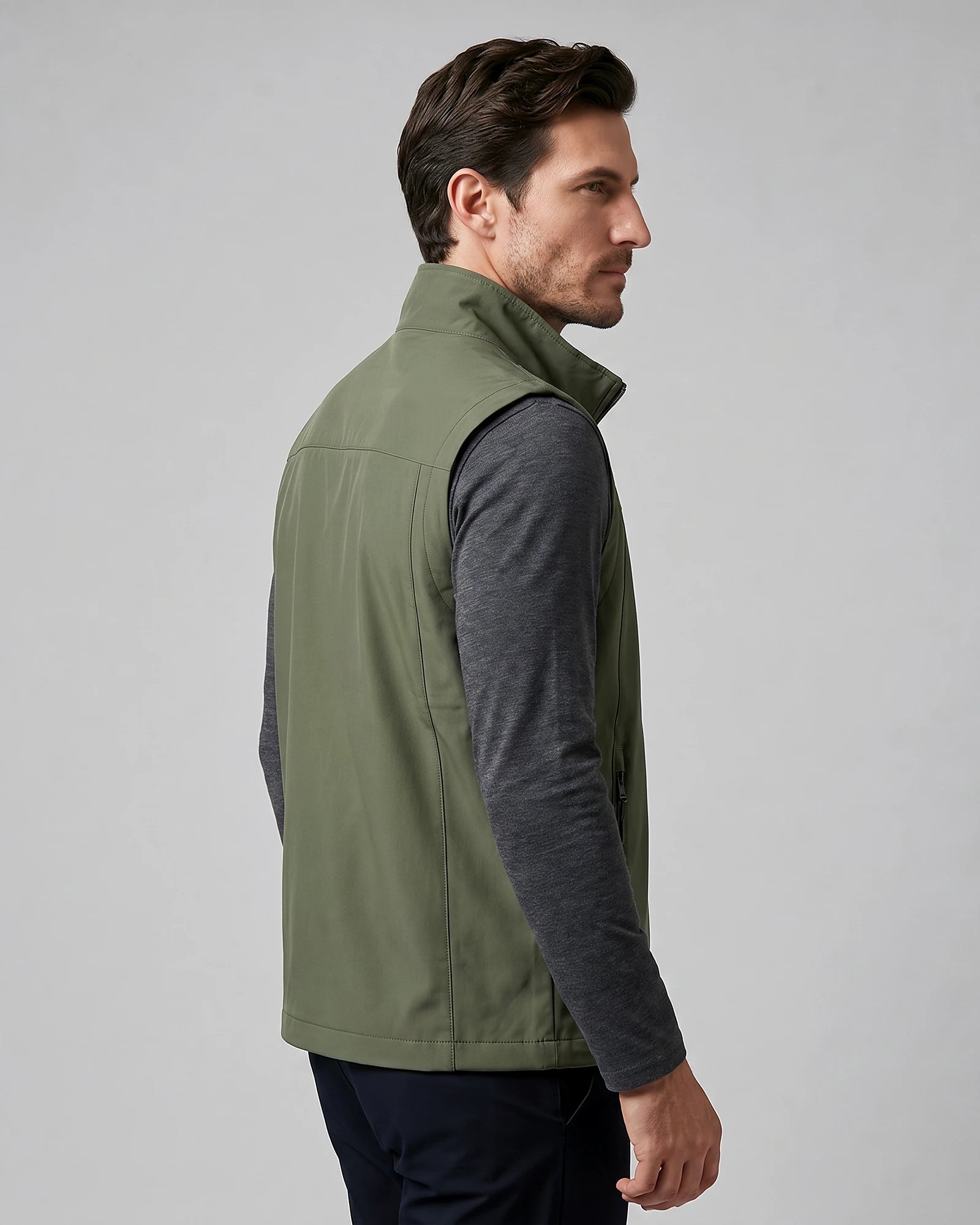 Men's Lightweight Utility Gilet – Polyester Shell, Army Green | Valedrian — view 2