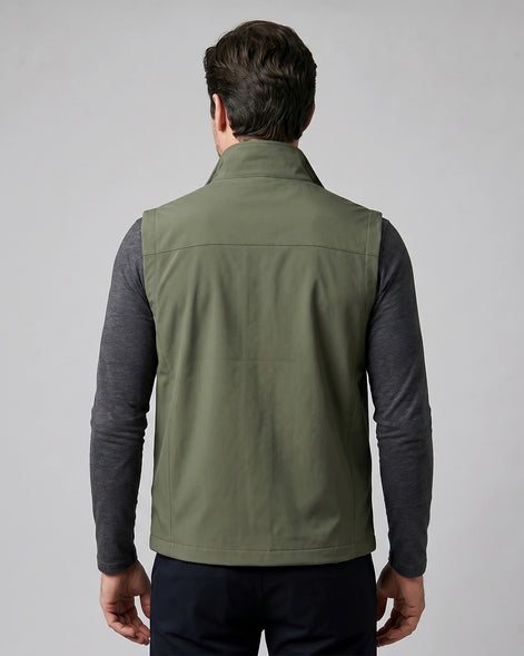Men's Lightweight Utility Gilet – Polyester Shell, Army Green | Valedrian — view 3