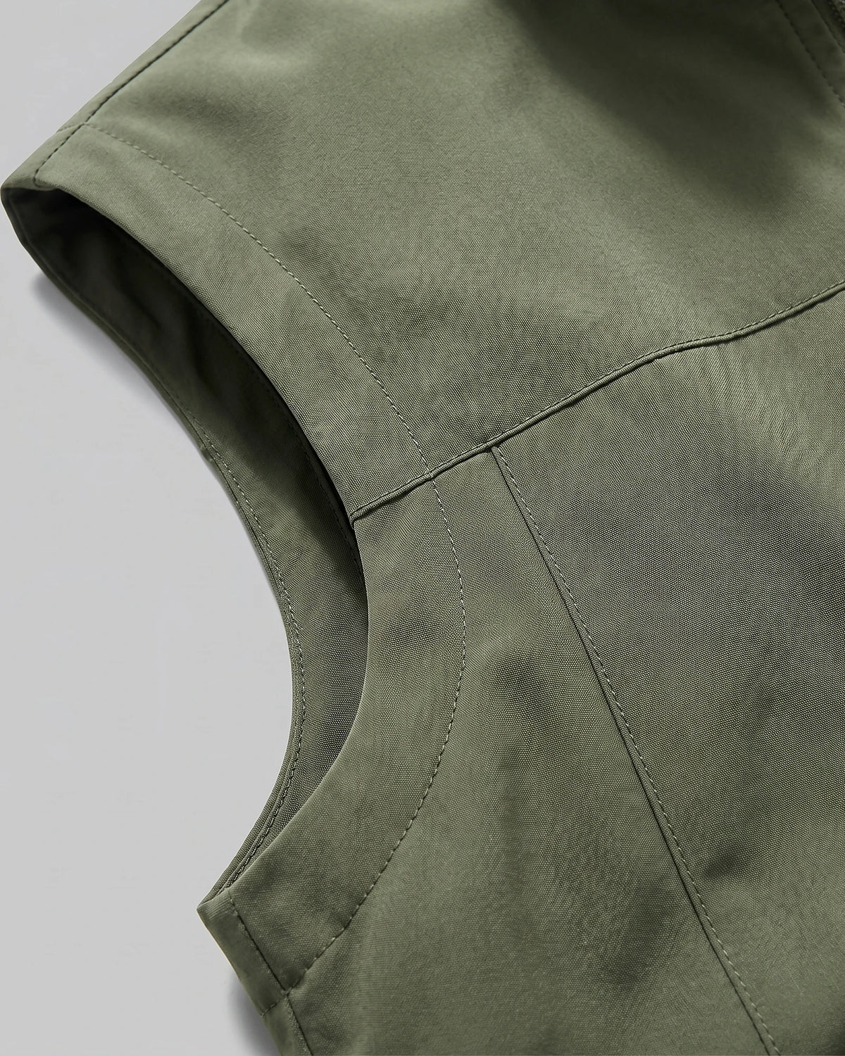 Men's Lightweight Utility Gilet – Polyester Shell, Army Green | Valedrian — view 4