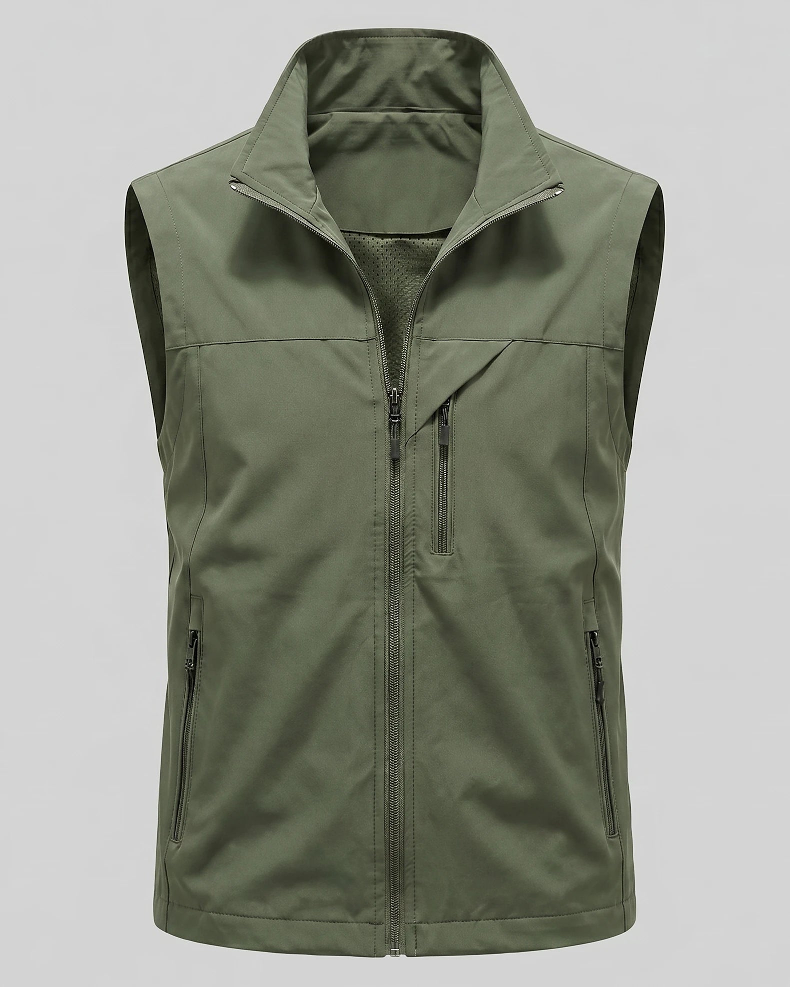 Men's Lightweight Utility Gilet – Polyester Shell, Army Green | Valedrian — view 5