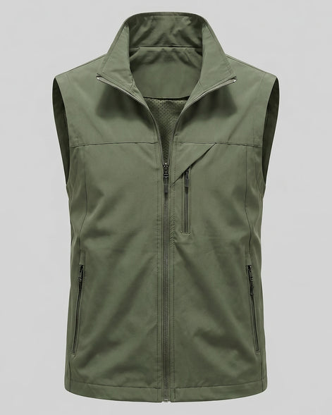 Men's Lightweight Utility Gilet – Polyester Shell, Army Green | Valedrian — view 5