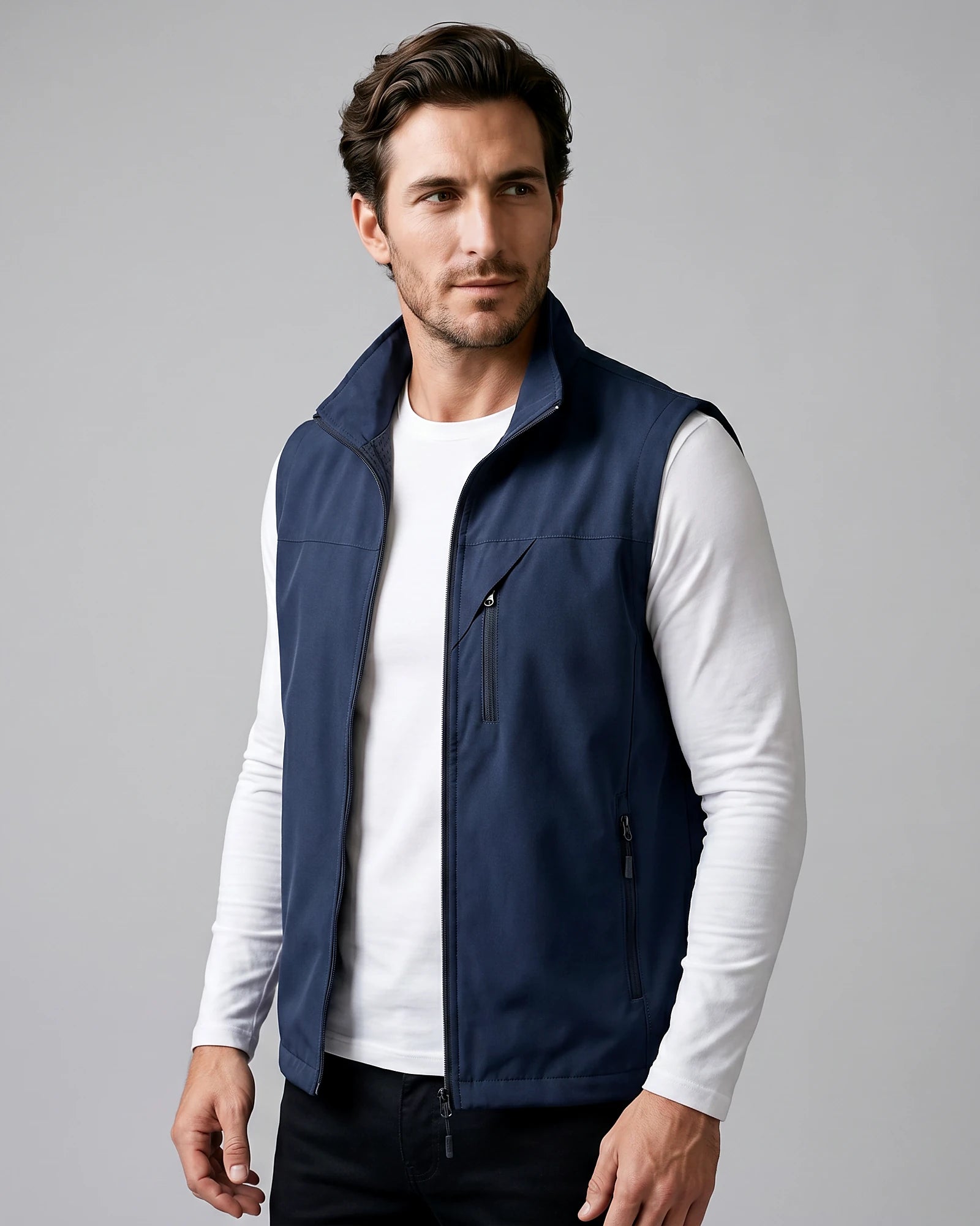 Men's Lightweight Utility Gilet – Polyester Shell, Army Green | Valedrian — view 56