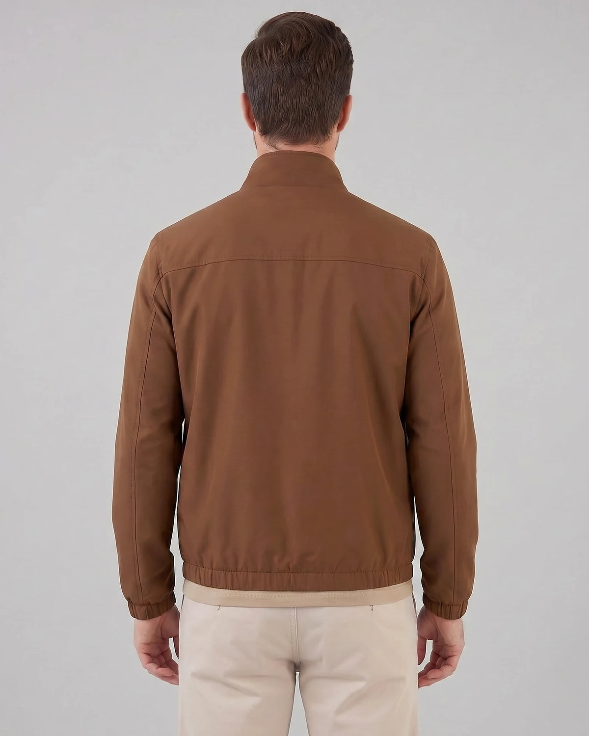 Men's Lightweight Zip-Up Bomber Jacket Blended Fabric Black Brown Navy - Valedrian — view 10