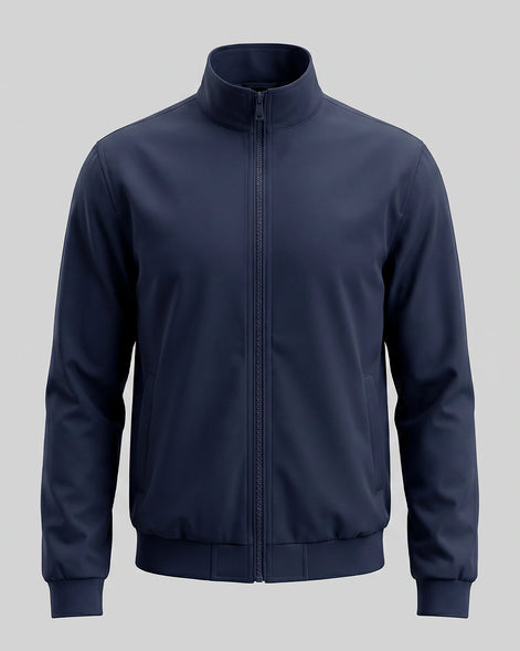 Men's Lightweight Zip-Up Bomber Jacket Blended Fabric Black Brown Navy - Valedrian — view 12