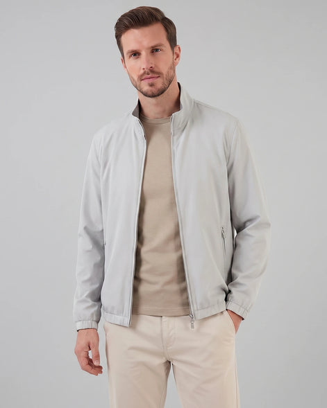 Men's Lightweight Zip-Up Bomber Jacket Blended Fabric Black Brown Navy - Valedrian — view 15