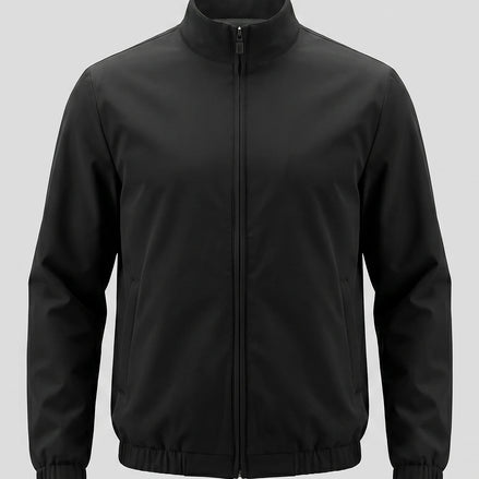 Men's Lightweight Zip-Up Bomber Jacket Blended Fabric Black Brown Navy - Valedrian — view 2