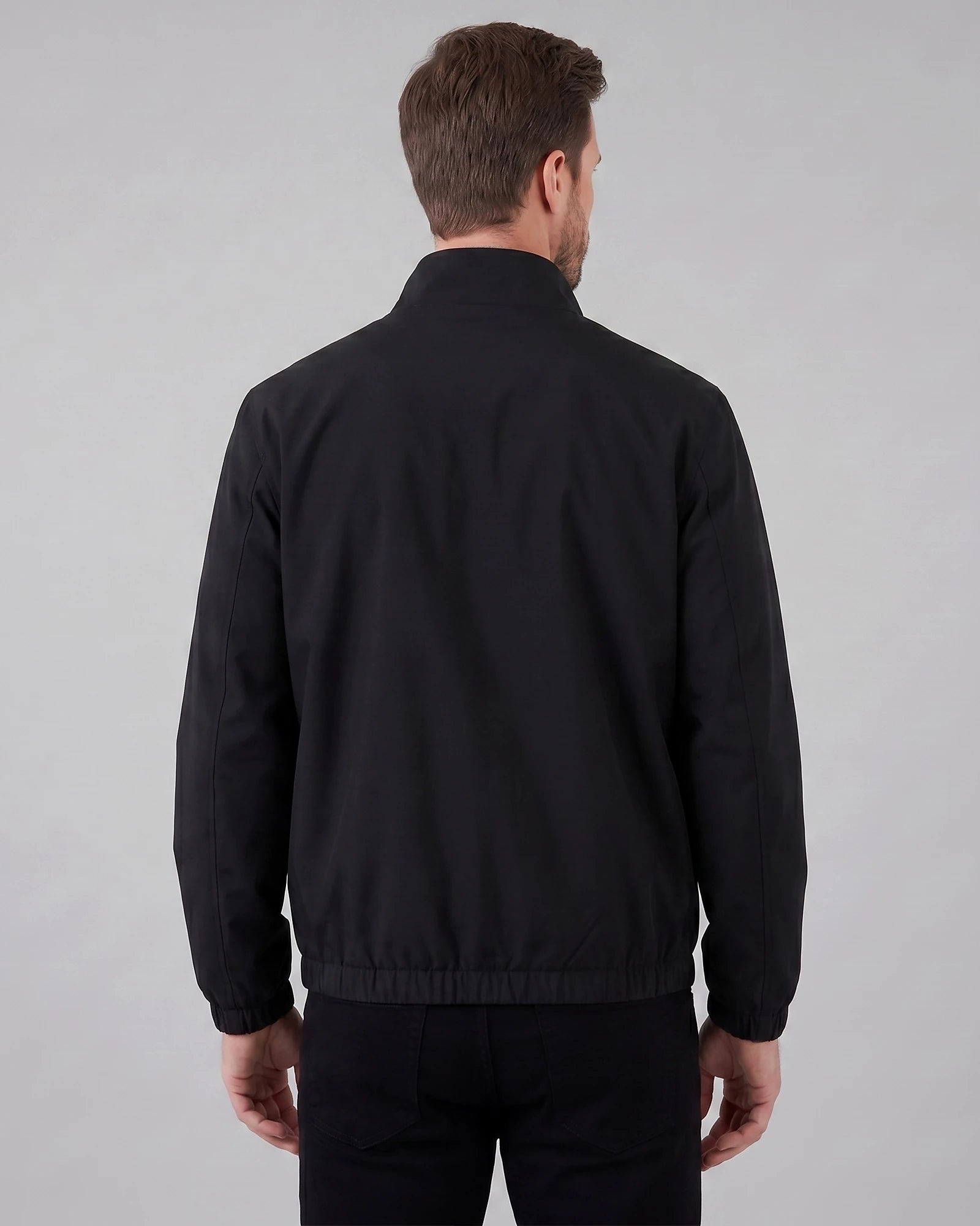 Men's Lightweight Zip-Up Bomber Jacket Blended Fabric Black Brown Navy - Valedrian — view 5