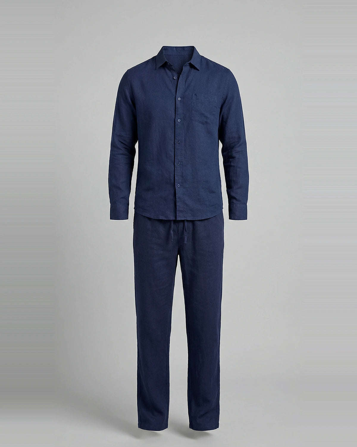Men's Linen Co-Ord Set Shirt & Trousers Beige Black S–3XL | Valedrian — view 11
