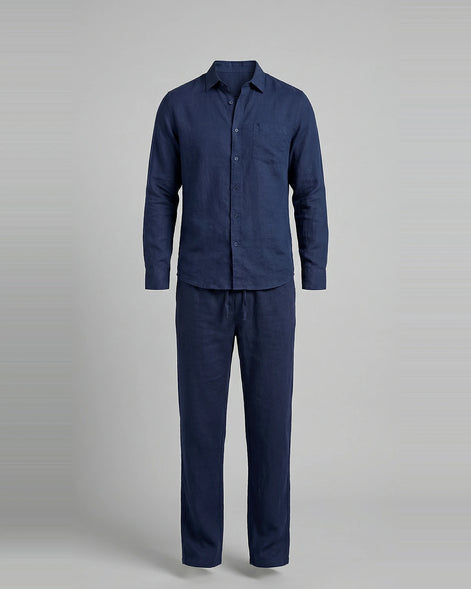 Men's Linen Co-Ord Set Shirt & Trousers Beige Black S–3XL | Valedrian — view 11