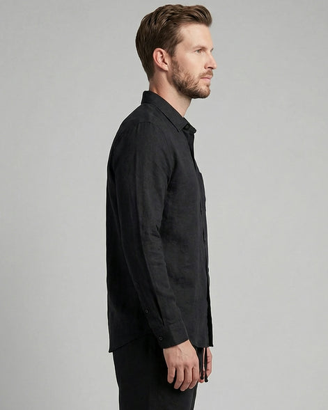 Men's Linen Co-Ord Set Shirt & Trousers Beige Black S–3XL | Valedrian — view 14