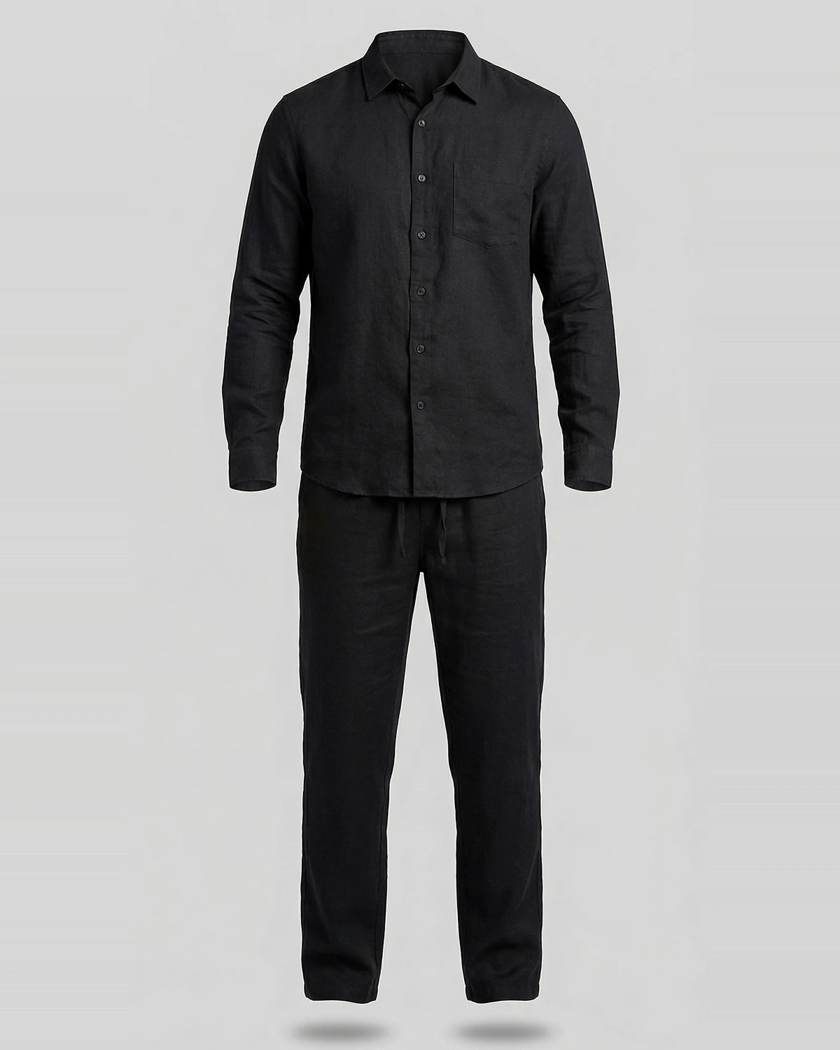 Men's Linen Co-Ord Set Shirt & Trousers Beige Black S–3XL | Valedrian — view 17