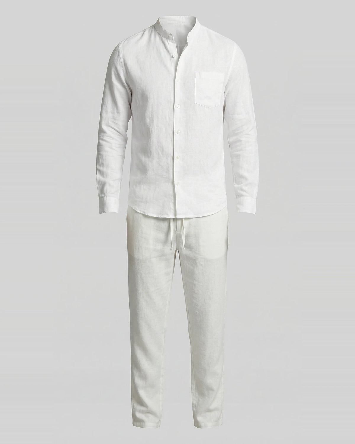 Men's Linen Co-Ord Set Shirt & Trousers Beige Black S–3XL | Valedrian — view 22