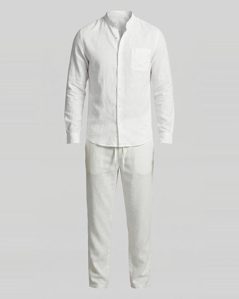 Men's Linen Co-Ord Set Shirt & Trousers Beige Black S–3XL | Valedrian — view 22