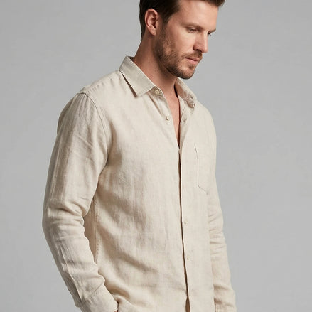 Men's Linen Co-Ord Set Shirt & Trousers Beige Black S–3XL | Valedrian — view 2