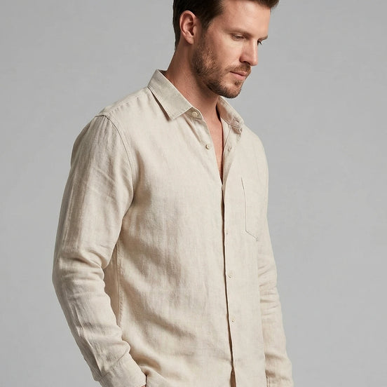 Men's Linen Co-Ord Set Shirt & Trousers Beige Black S–3XL | Valedrian — view 2