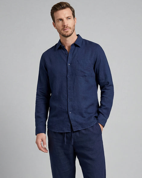 Men's Linen Co-Ord Set Shirt & Trousers Beige Black S–3XL | Valedrian — view 8