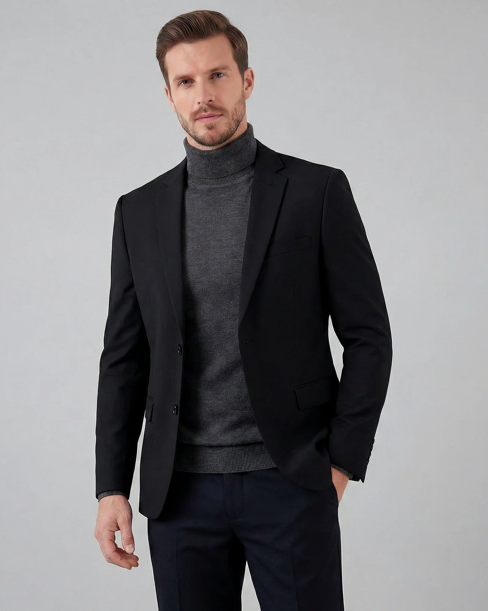Men's Linen Cotton Blazer - Wedding & Summer Formal Jacket, Grey, Navy | Valedrian — view 11