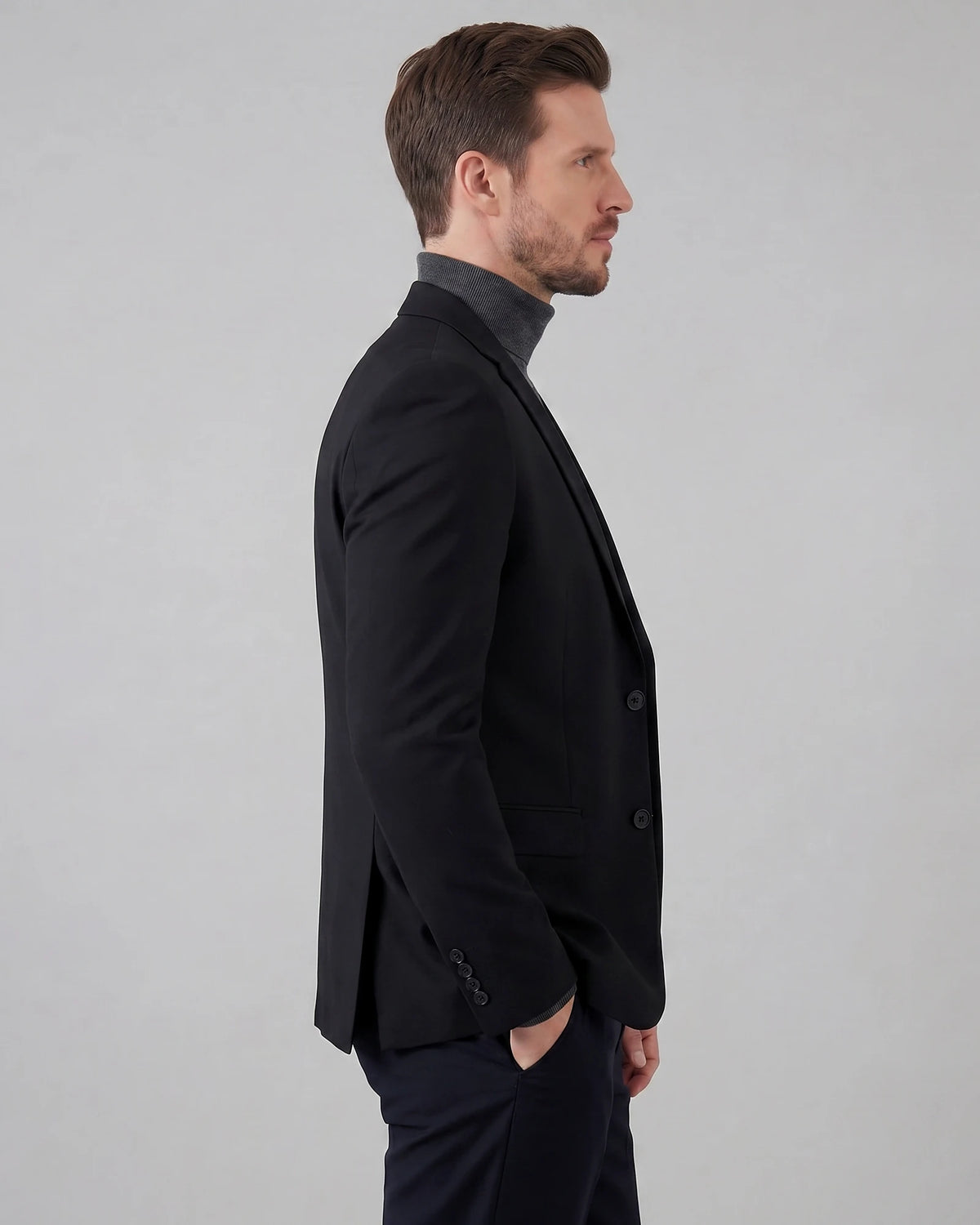 Men's Linen Cotton Blazer - Wedding & Summer Formal Jacket, Grey, Navy | Valedrian — view 12