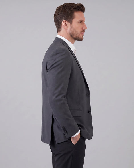 Men's Linen Cotton Blazer - Wedding & Summer Formal Jacket, Grey, Navy | Valedrian — view 2