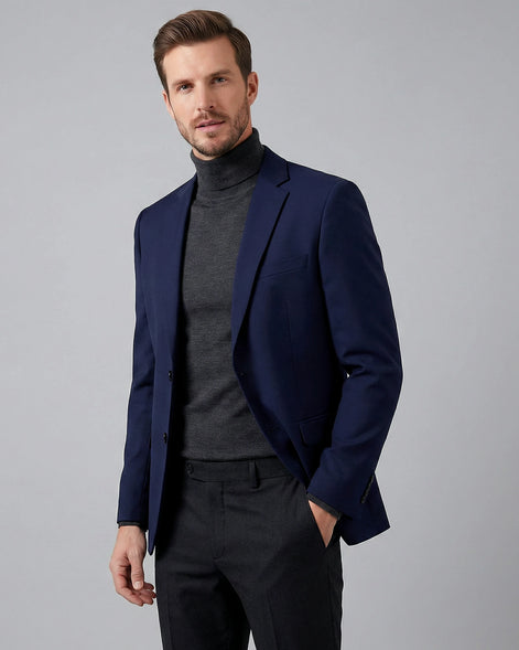 Men's Linen Cotton Blazer - Wedding & Summer Formal Jacket, Grey, Navy | Valedrian — view 6