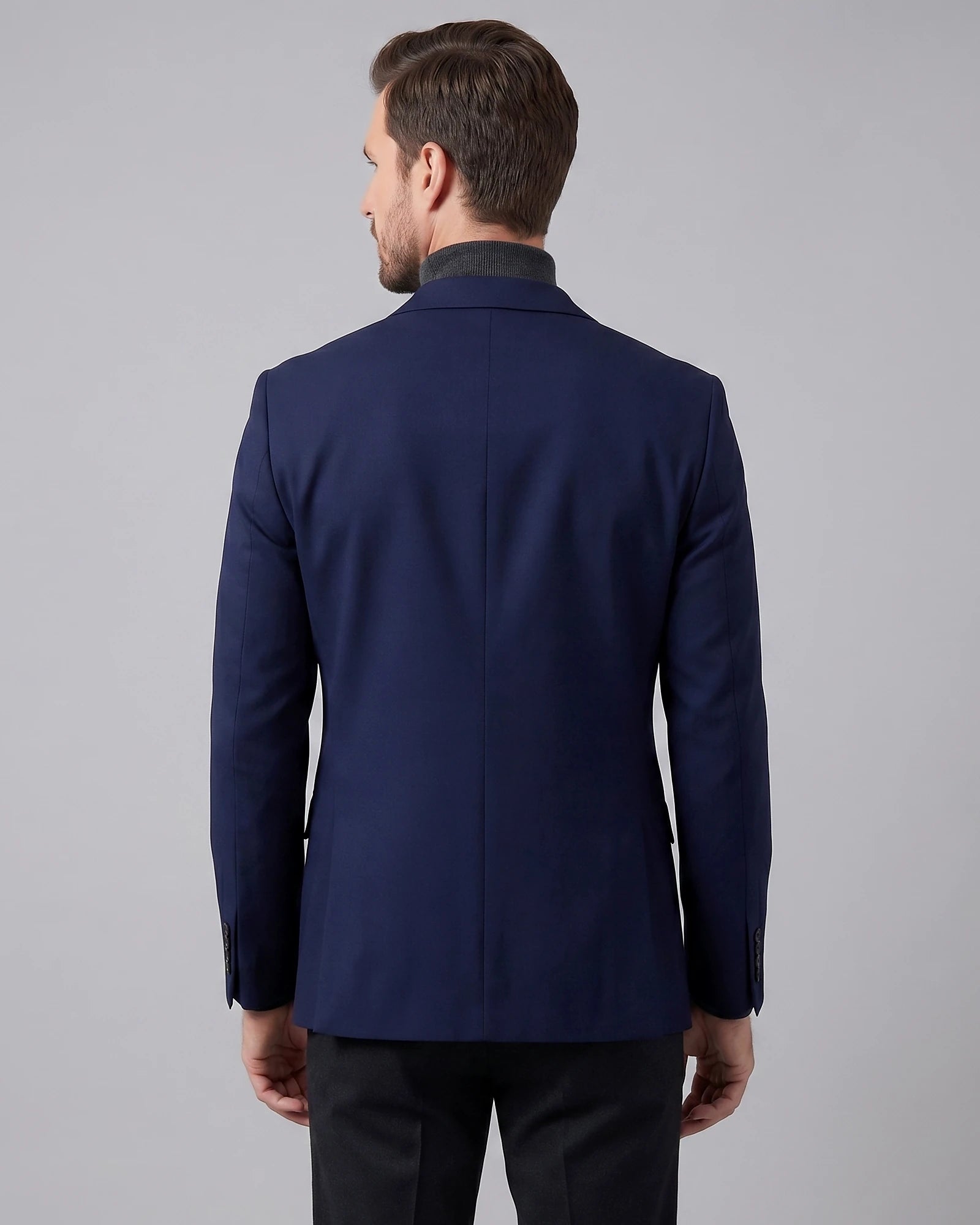 Men's Linen Cotton Blazer - Wedding & Summer Formal Jacket, Grey, Navy | Valedrian — view 8