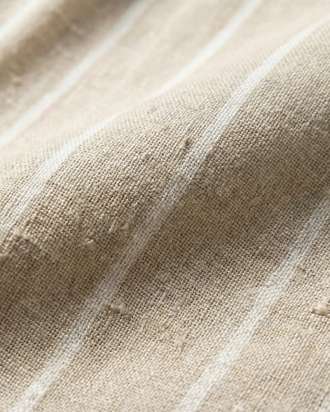 Men's Linen Trousers Drawstring Waist Striped Relaxed Fit Beige - Valedrian — view 4