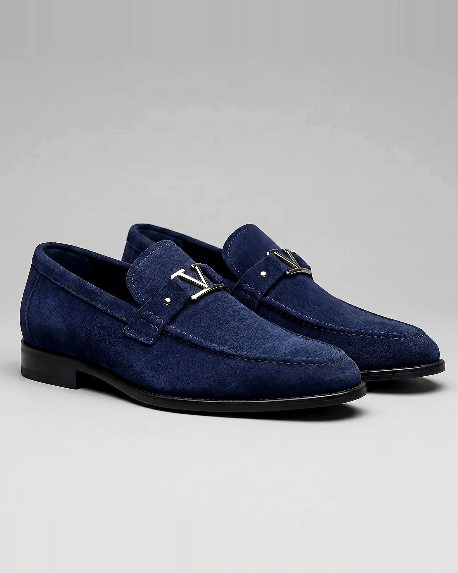 Men's Loafers Navy Suede PU Business Slip-On Shoes Sizes 7–10.5 - Valedrian