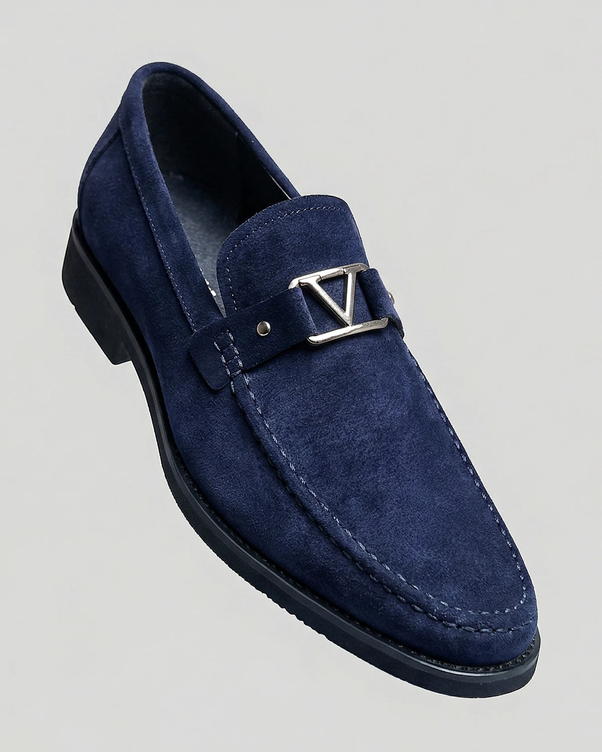 Men's Loafers Navy Suede PU Business Slip-On Shoes Sizes 7–10.5 - Valedrian — view 2