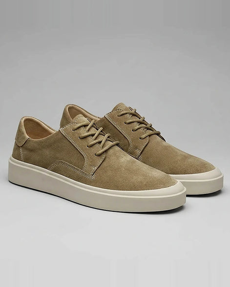 Men's Low-Top Lace-Up Sneakers Textured Upper Khaki Gray - Valedrian