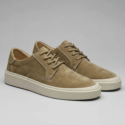 Men's Low-Top Lace-Up Sneakers Textured Upper Khaki Gray - Valedrian