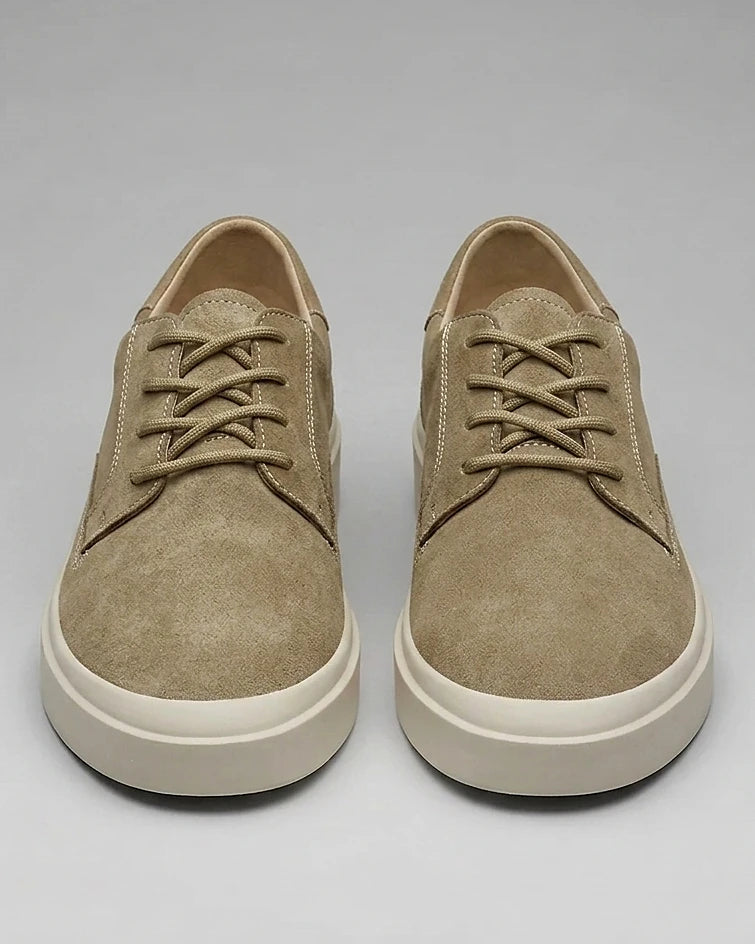Men's Low-Top Lace-Up Sneakers Textured Upper Khaki Gray - Valedrian — view 2